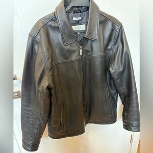 Perry Ellis Black Leather Zip Jacket